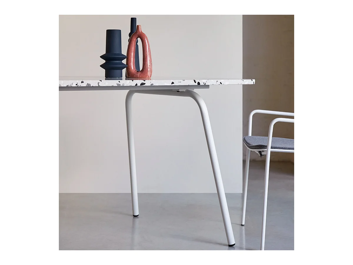 Table rectangulaire en terrazzo premium et métal 160 Elio white