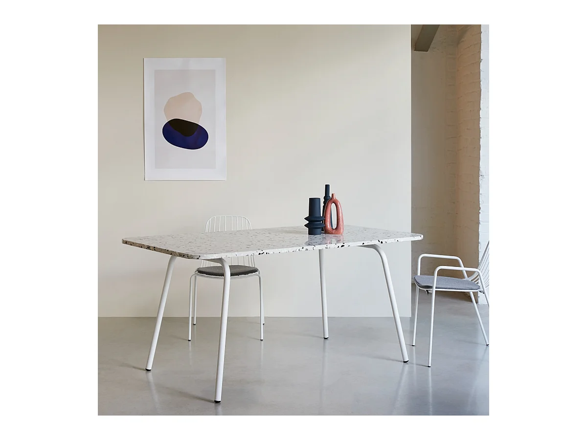Table rectangulaire en terrazzo premium et métal 160 Elio white