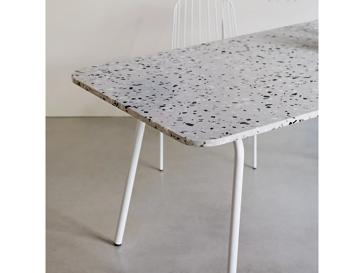 Table rectangulaire en terrazzo premium et métal 160 Elio white