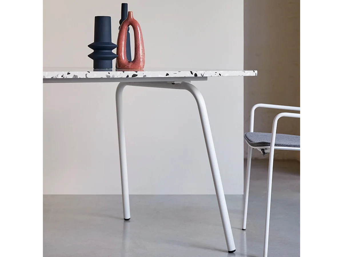 Rechteckiger Tisch Premium-Terrazzo und Metall 160 Elio weiß