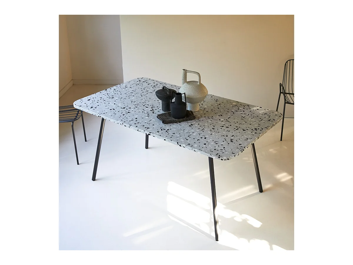 Table rectangulaire en terrazzo premium et métal 160 Elio grey