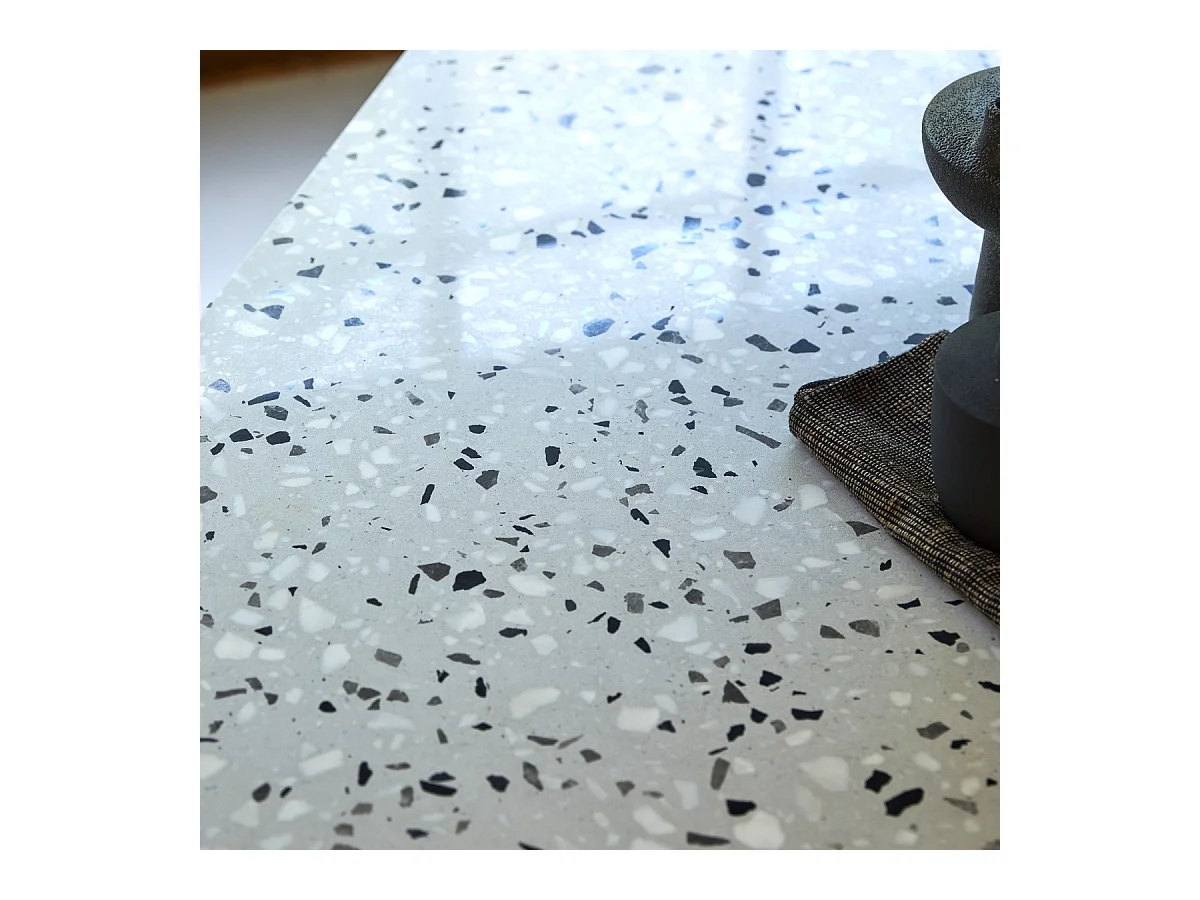 Table rectangulaire en terrazzo premium et métal 160 Elio grey