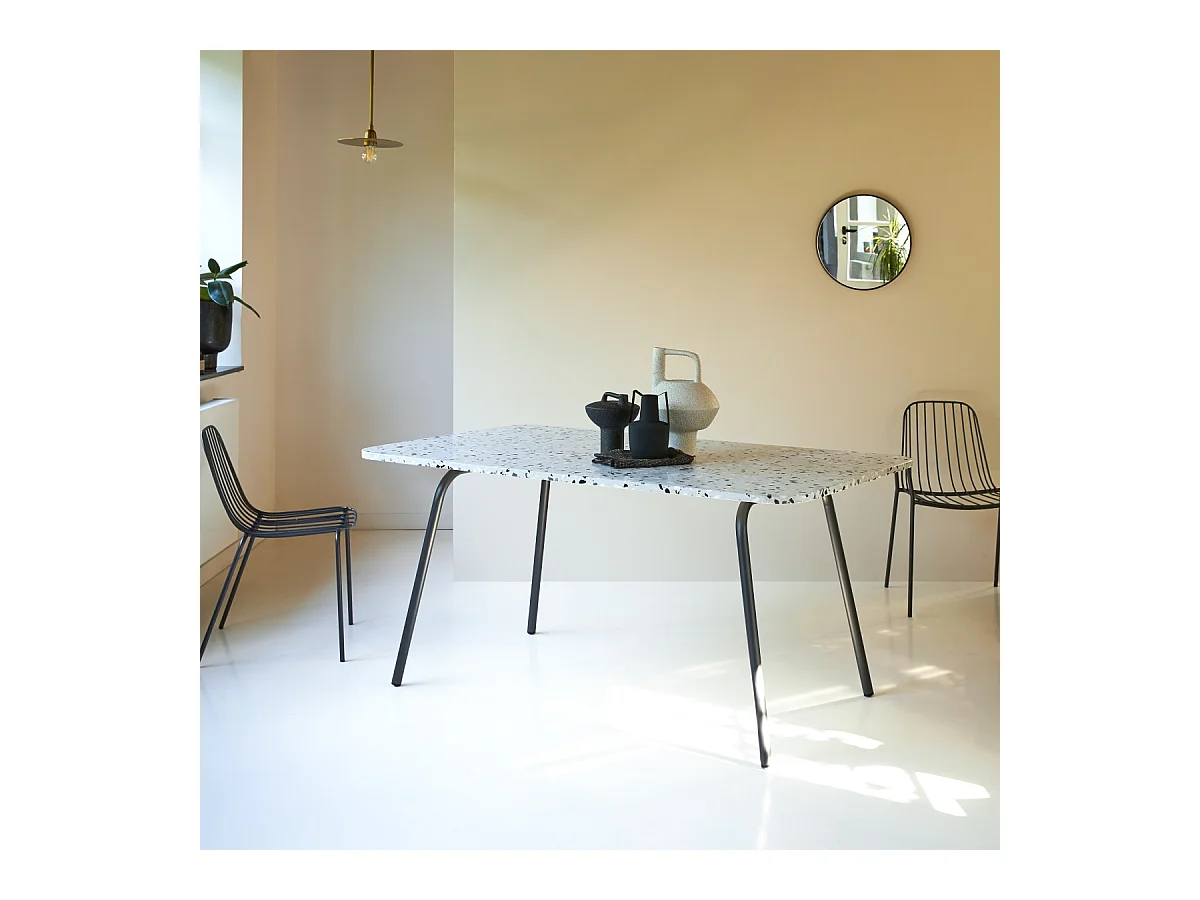 Table rectangulaire en terrazzo premium et métal 160 Elio grey