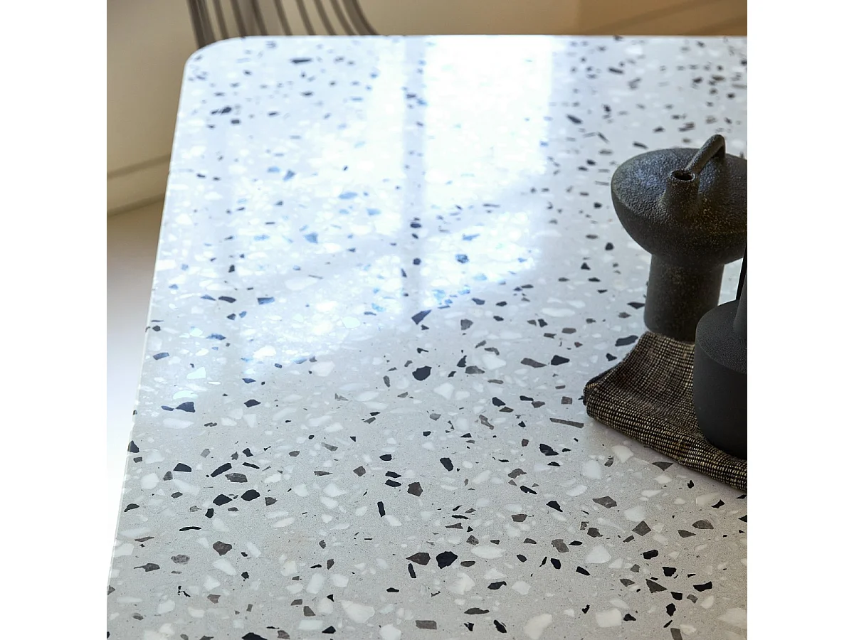 Table rectangulaire en terrazzo premium et métal 160 Elio grey