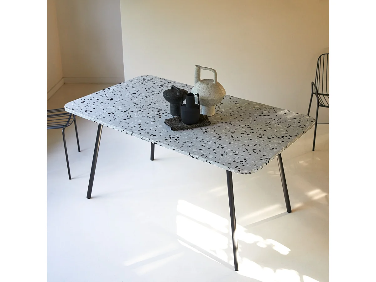 Rechteckiger Esstisch premium-terrazzo und Metall 160 Elio Grey