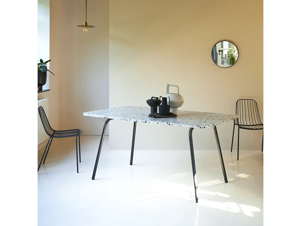 Rechteckiger Esstisch premium-terrazzo und Metall 160 Elio Grey