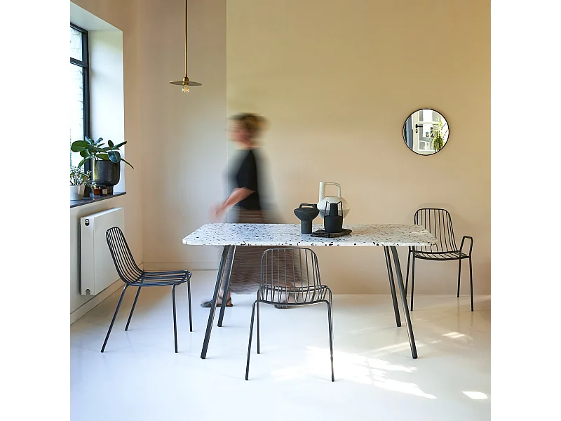 Rechteckiger Esstisch premium-terrazzo und Metall 160 Elio Grey