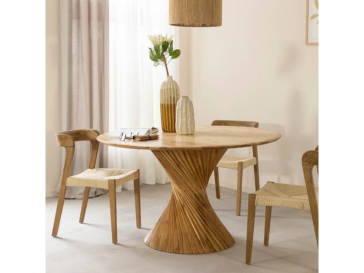 Mesa de comedor redonda de madera de acacia Orane