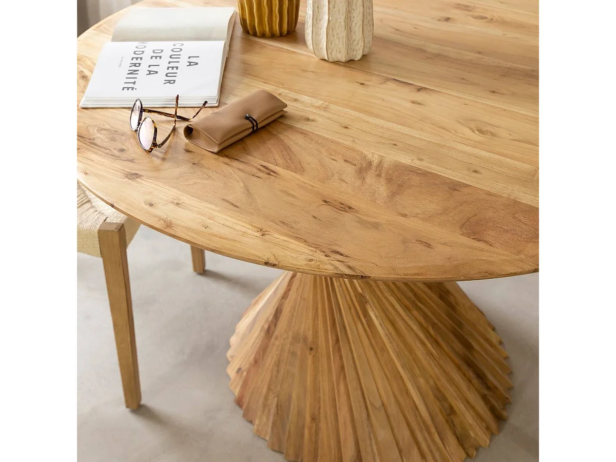 Mesa de comedor redonda de madera de acacia Orane