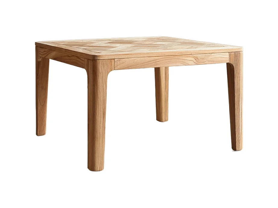 Esstisch Ruth aus massivem, recyceltem Teakholz 120x120