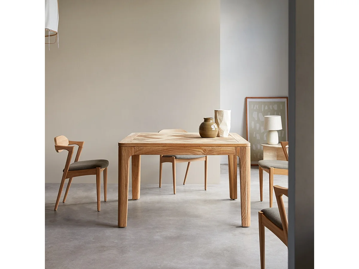 Table en bois de teck massif recyclé 120x120 Ruth