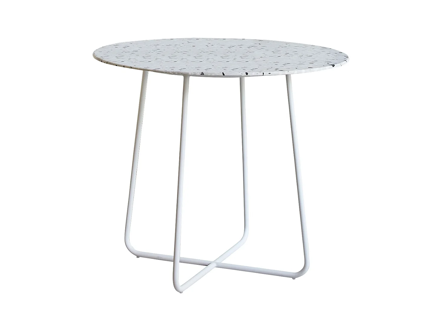 Runder Tisch Premium-Terrazzo und Metall 90 Elio weiß