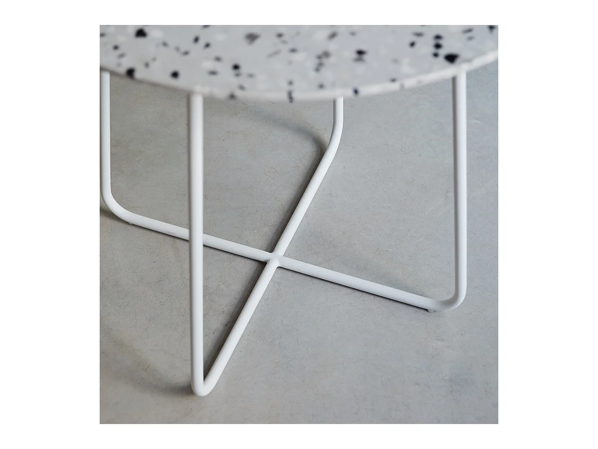 Runder Tisch Premium-Terrazzo und Metall 90 Elio weiß