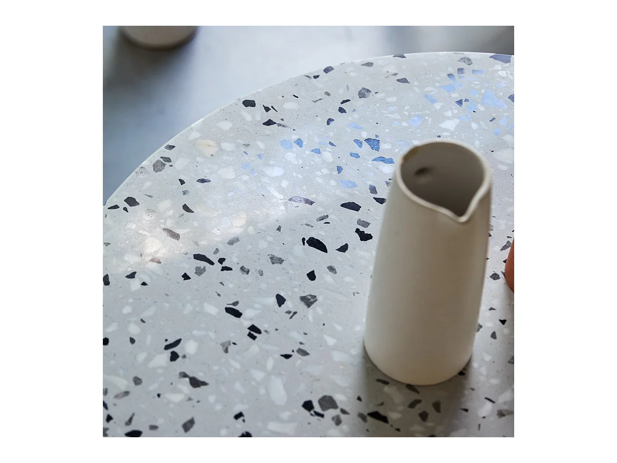 Runder Tisch Premium-Terrazzo und Metall 90 Elio weiß