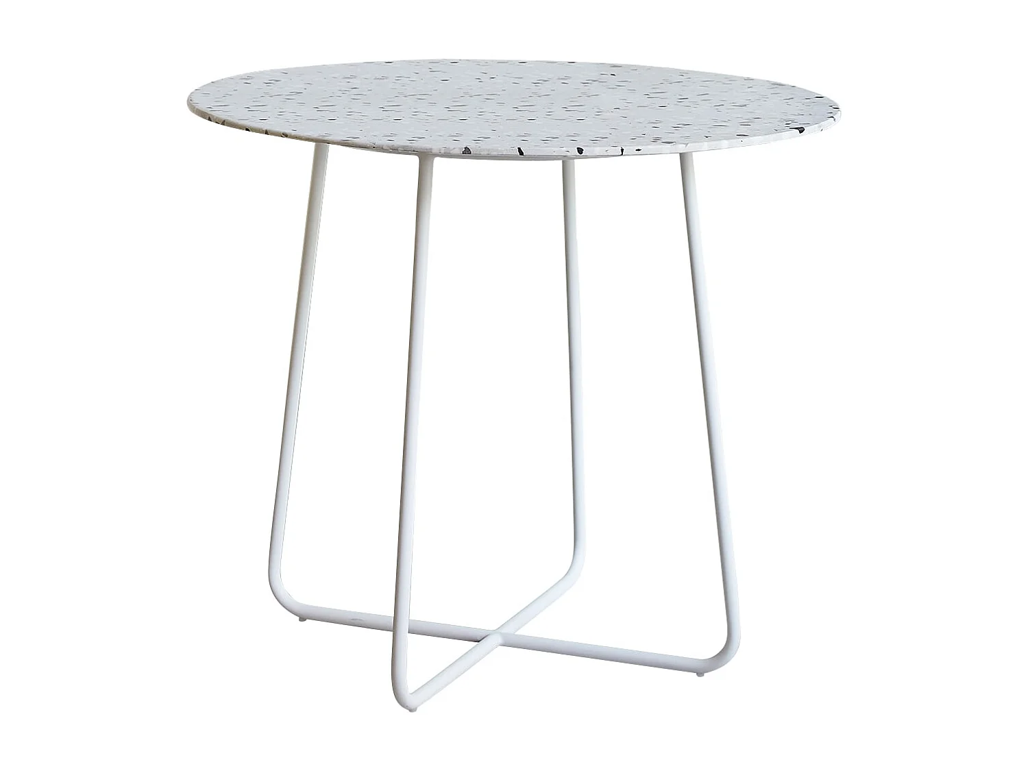 Runder Tisch Premium-Terrazzo und Metall 90 Elio weiß