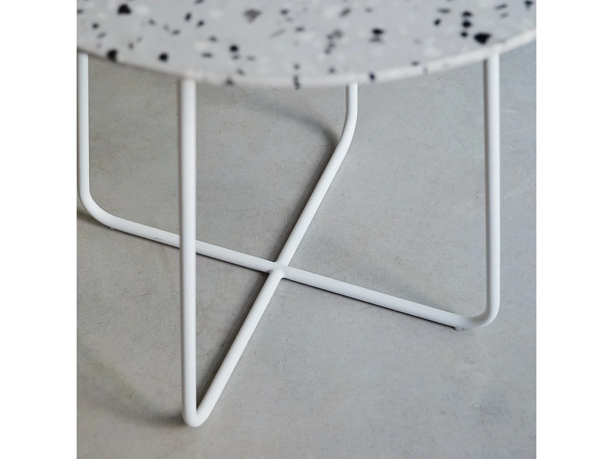 Runder Tisch Premium-Terrazzo und Metall 90 Elio weiß