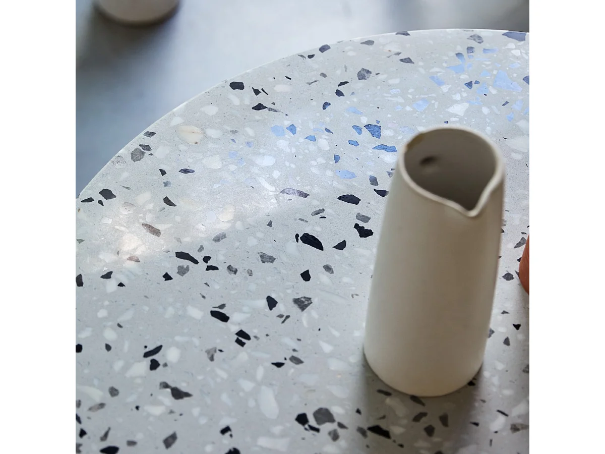 Runder Tisch Premium-Terrazzo und Metall 90 Elio weiß