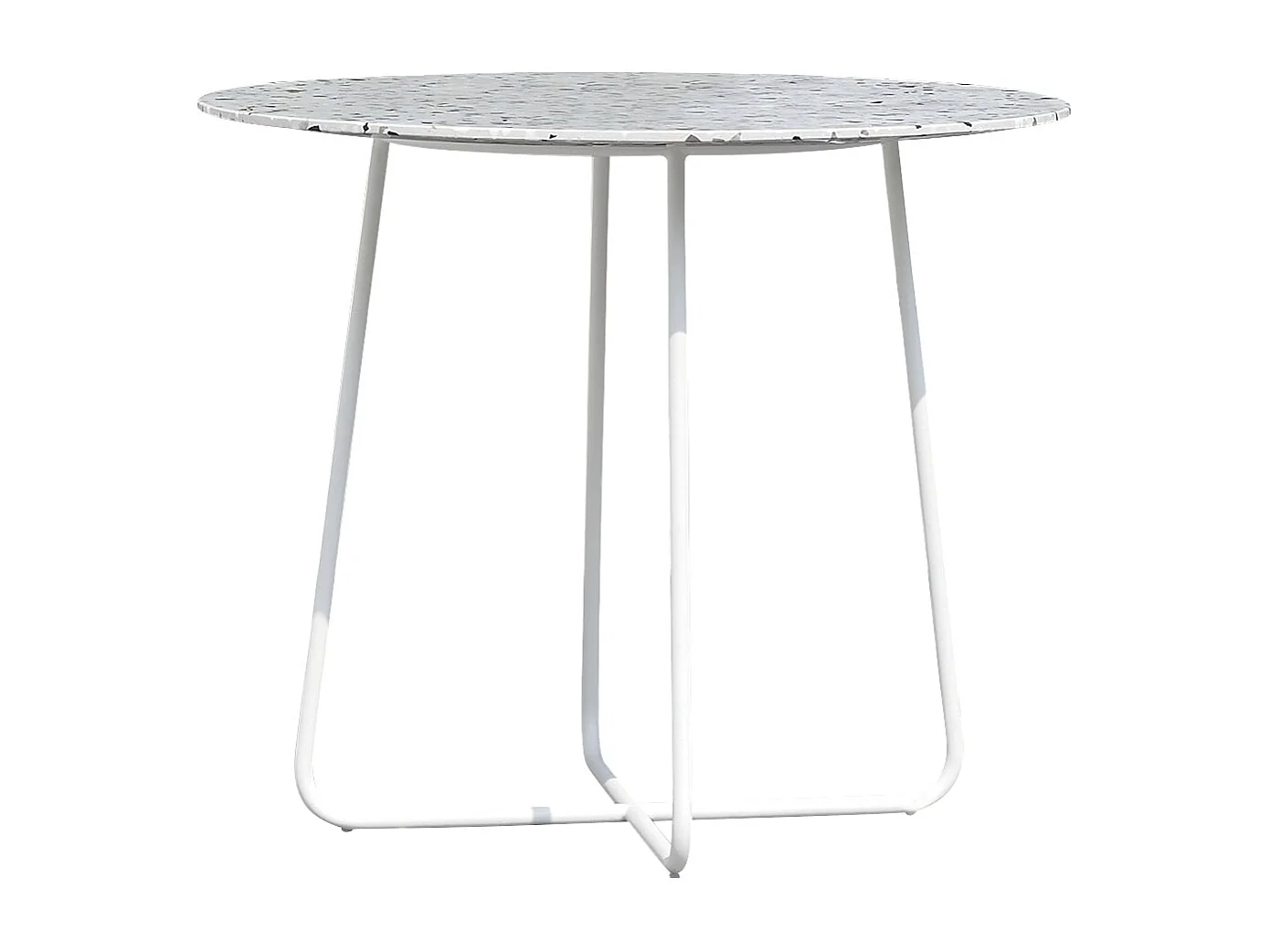 Runder Tisch Premium-Terrazzo und Metall 90 Elio weiß