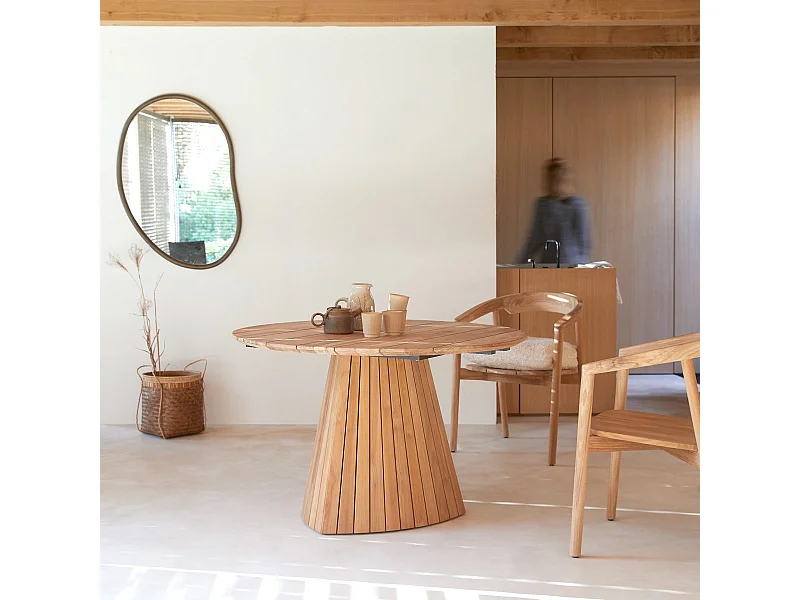 Table ronde en bois de teck massif Paloma 6 pers.