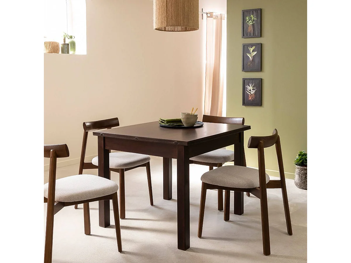 Mesa de comedor con extensiones en madera de mango Syanna