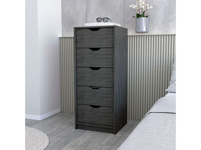 TUHOME Cassettiera Alta e Stretta Dillon con 5 Cassetti