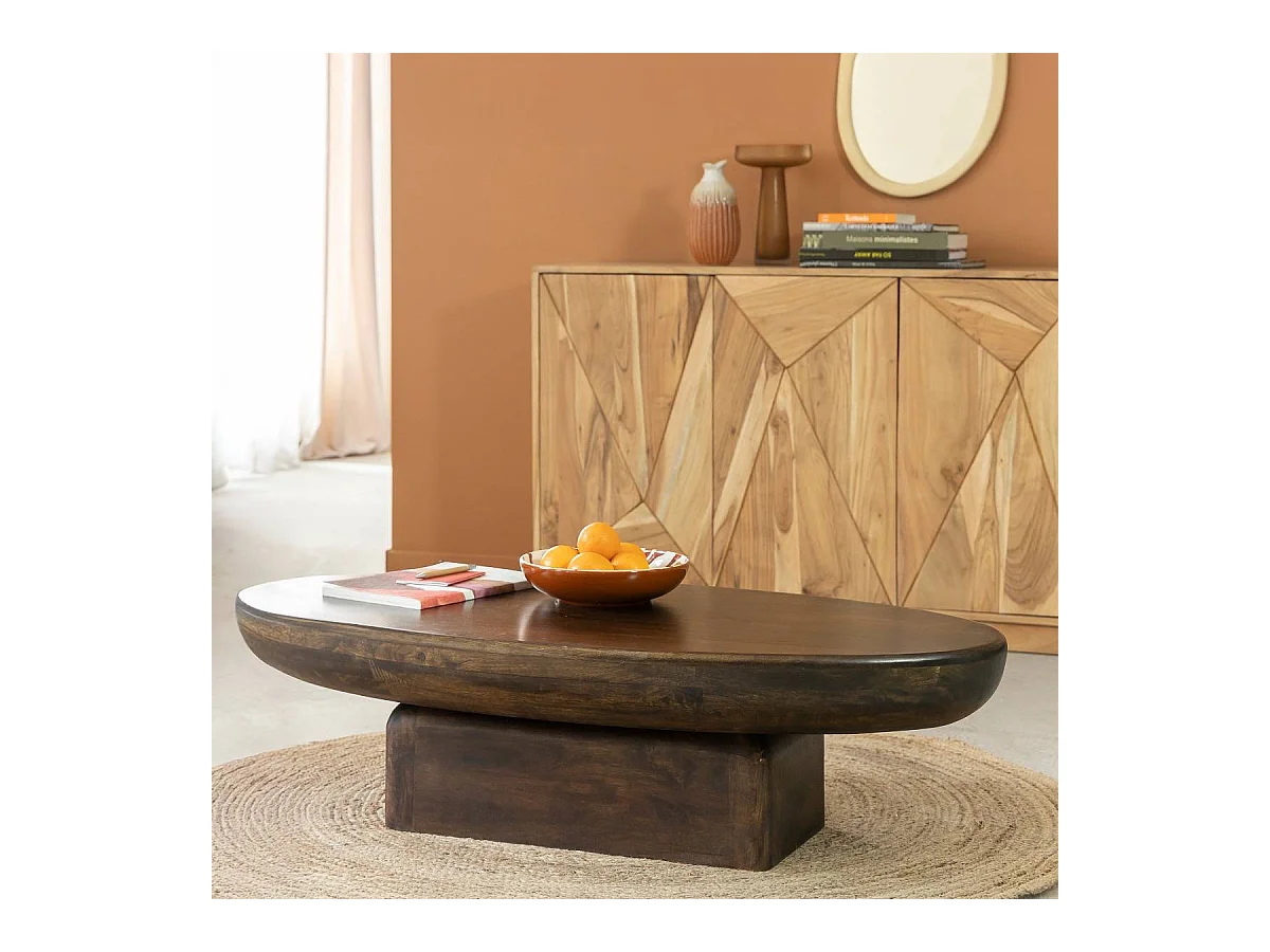 Table basse ovale en bois de manguier Morana