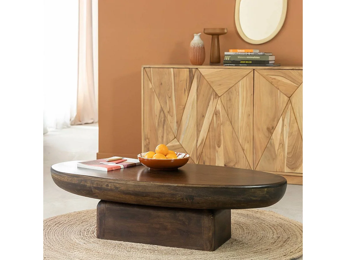 Table basse ovale en bois de manguier Morana