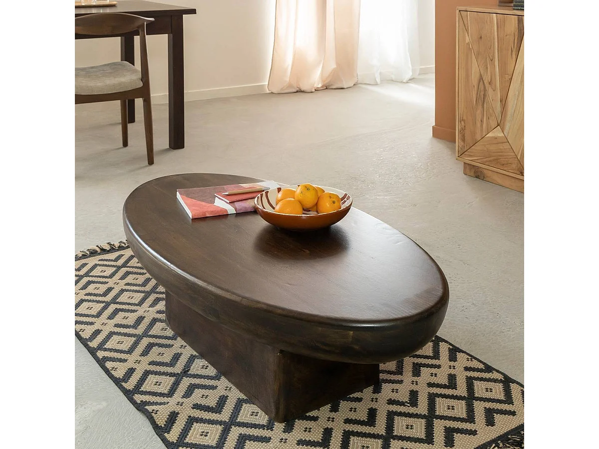 Table basse ovale en bois de manguier Morana