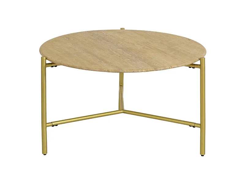 Table basse ronde en marbre et métal doré Cerys