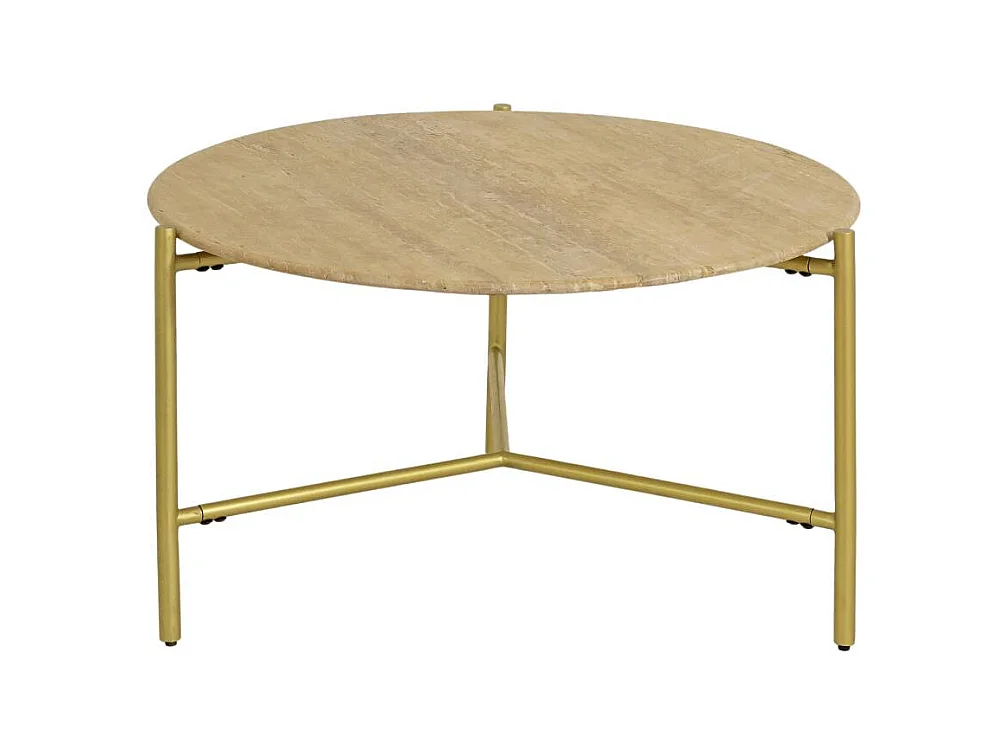 Table basse ronde en marbre et métal doré Cerys