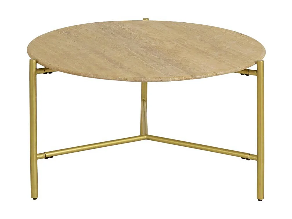 Table basse ronde en marbre et métal doré Cerys