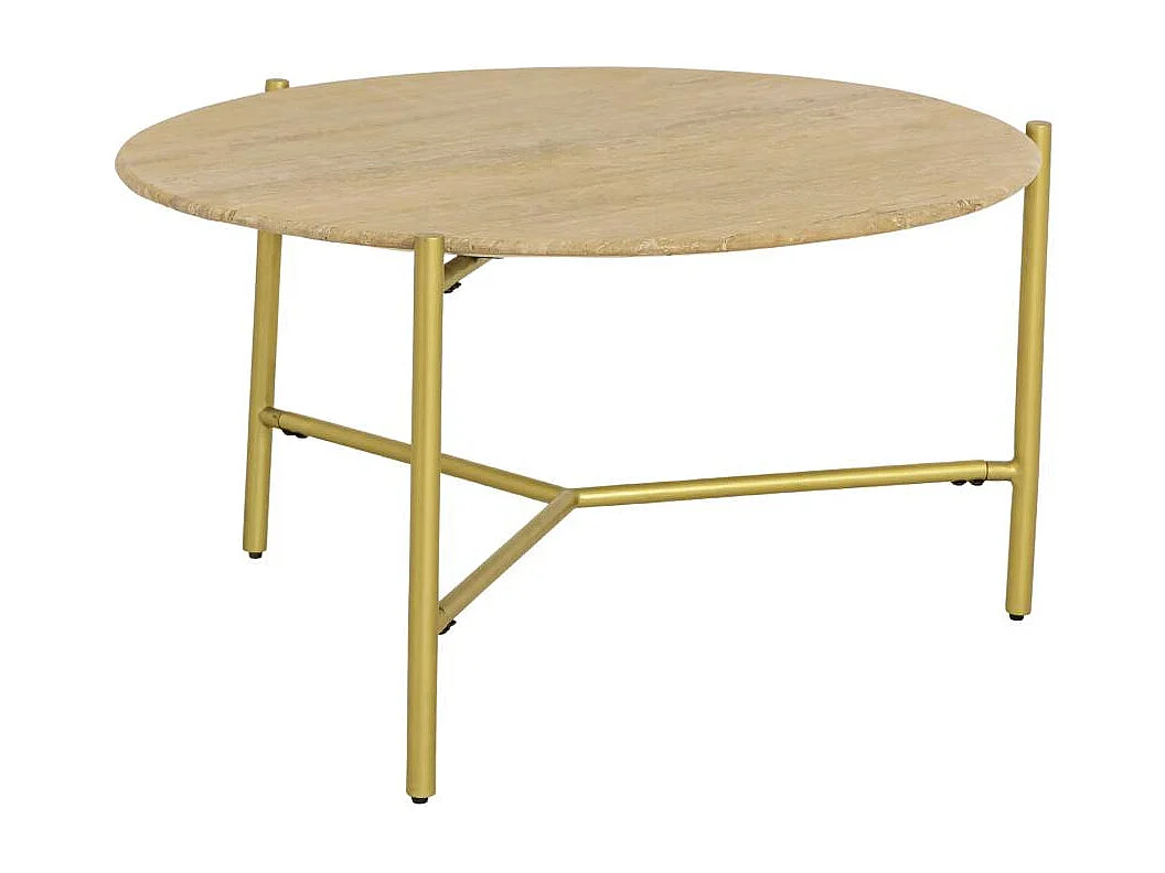 Table basse ronde en marbre et métal doré Cerys