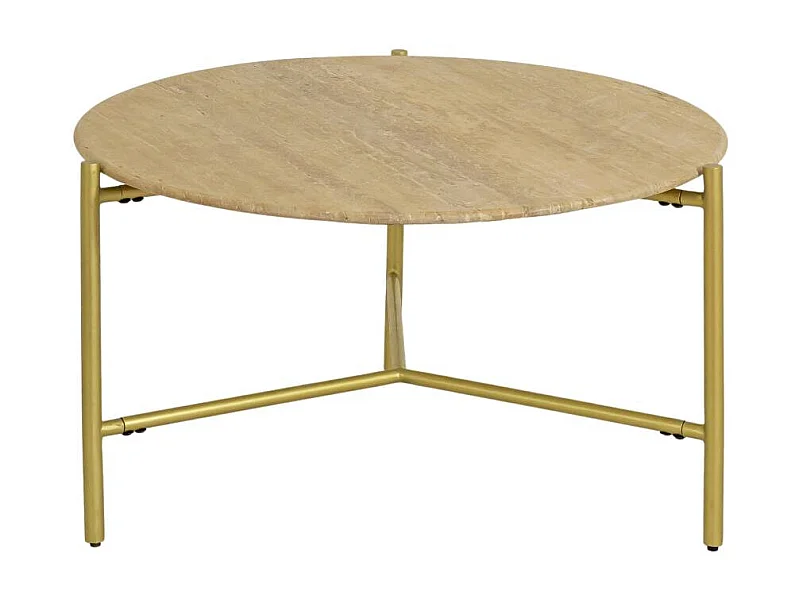 Table basse ronde en marbre et métal doré Cerys