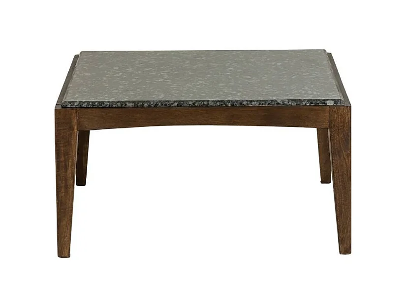 Table basse carrée en bois de manguier et marbre noir Ilithe