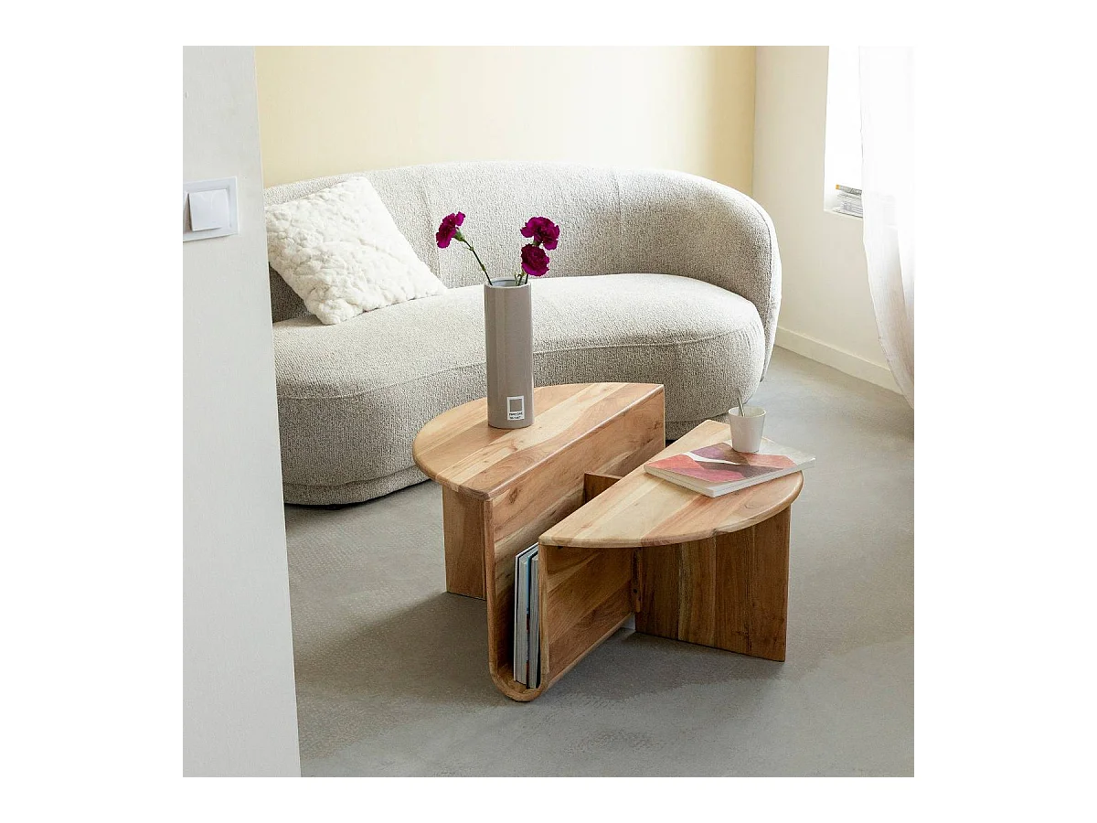 Table basse ronde en bois d'acacia Astare