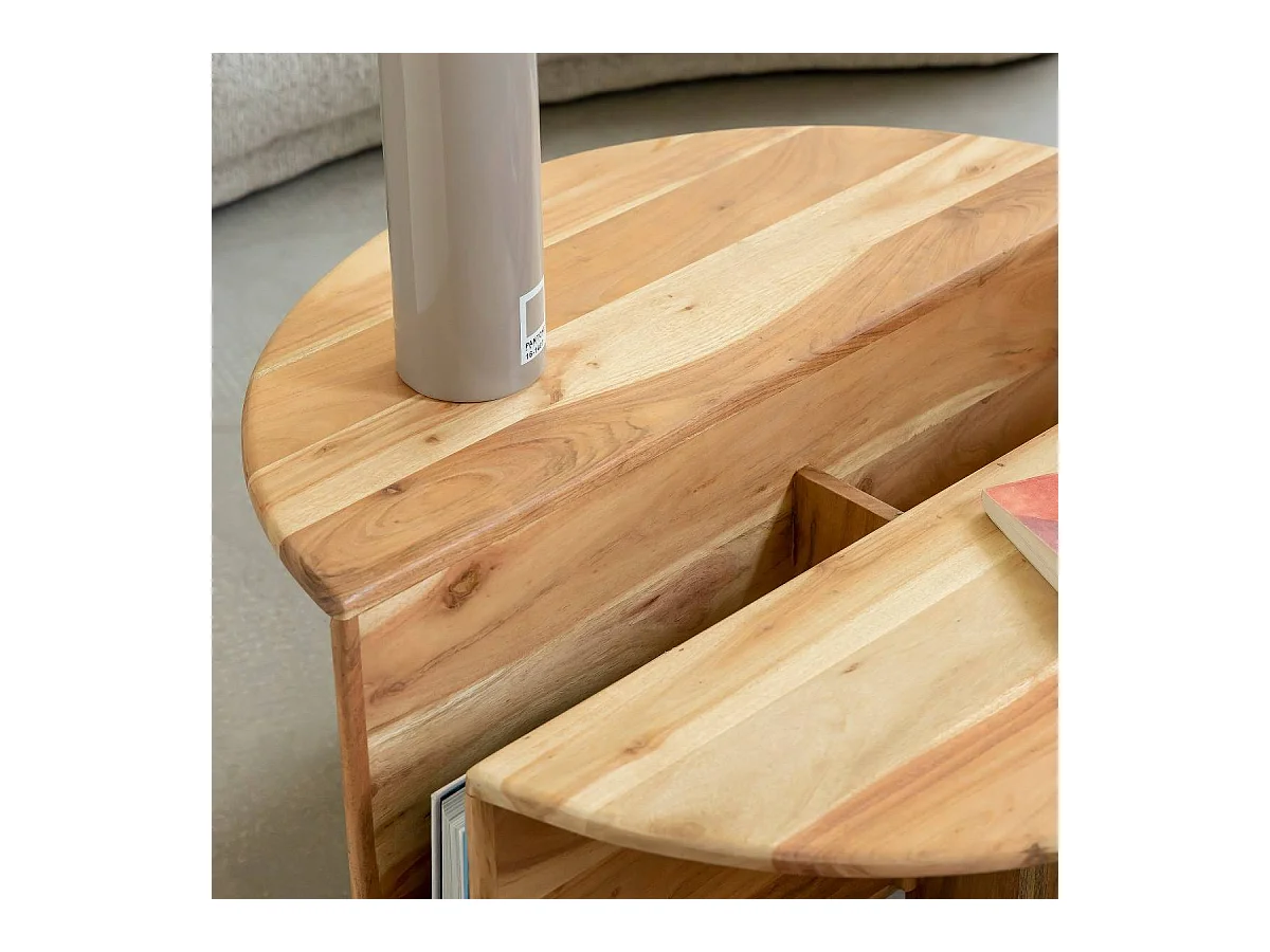 Table basse ronde en bois d'acacia Astare