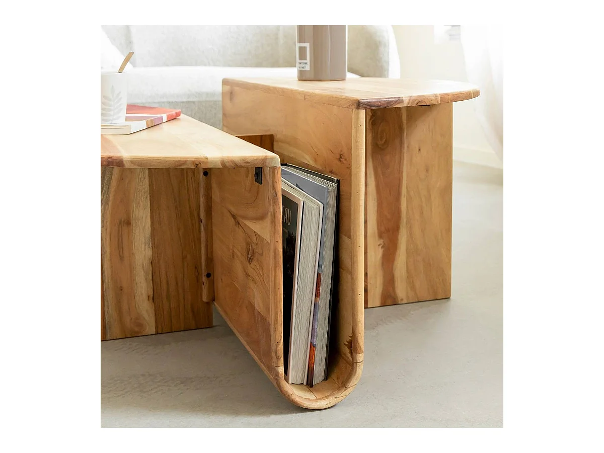 Table basse ronde en bois d'acacia Astare