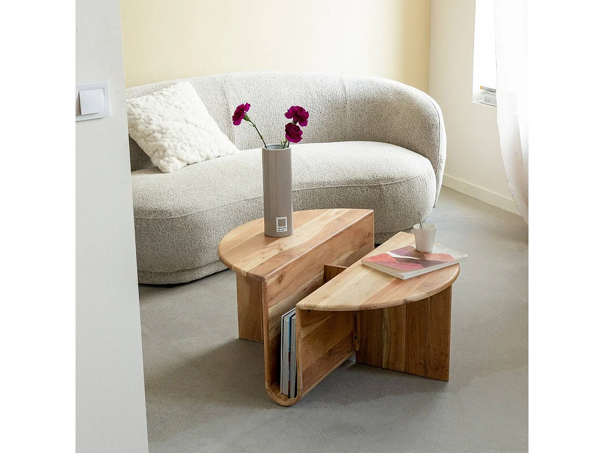 Table basse ronde en bois d'acacia Astare