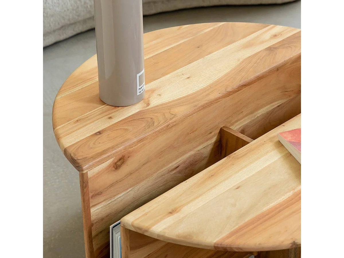 Table basse ronde en bois d'acacia Astare