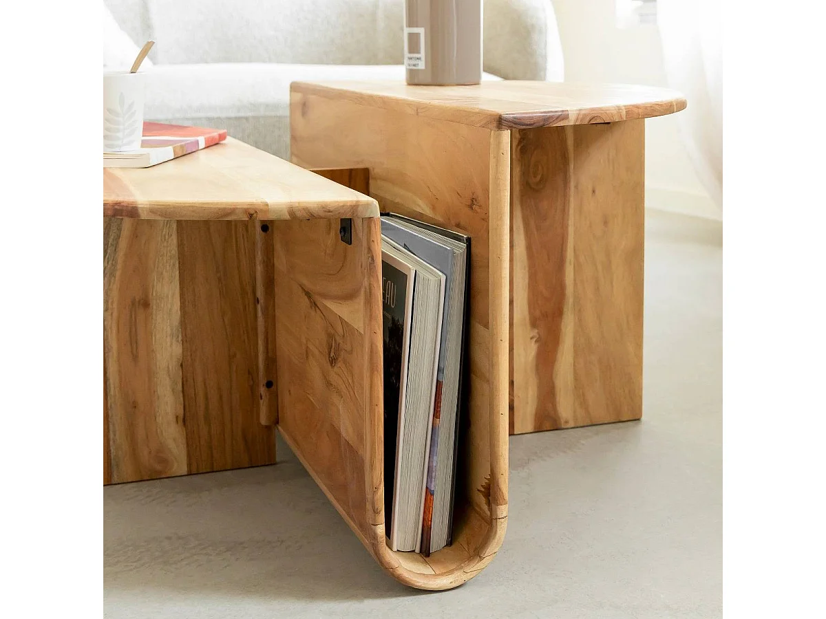 Table basse ronde en bois d'acacia Astare