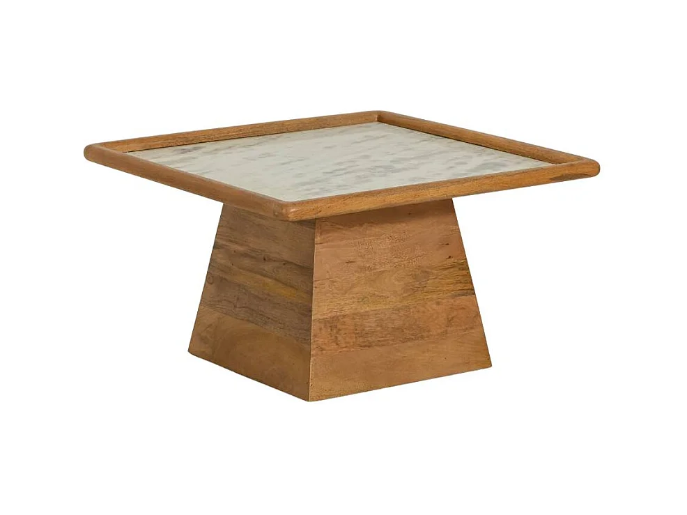 Table basse carrée en bois de manguier et marbre Adler