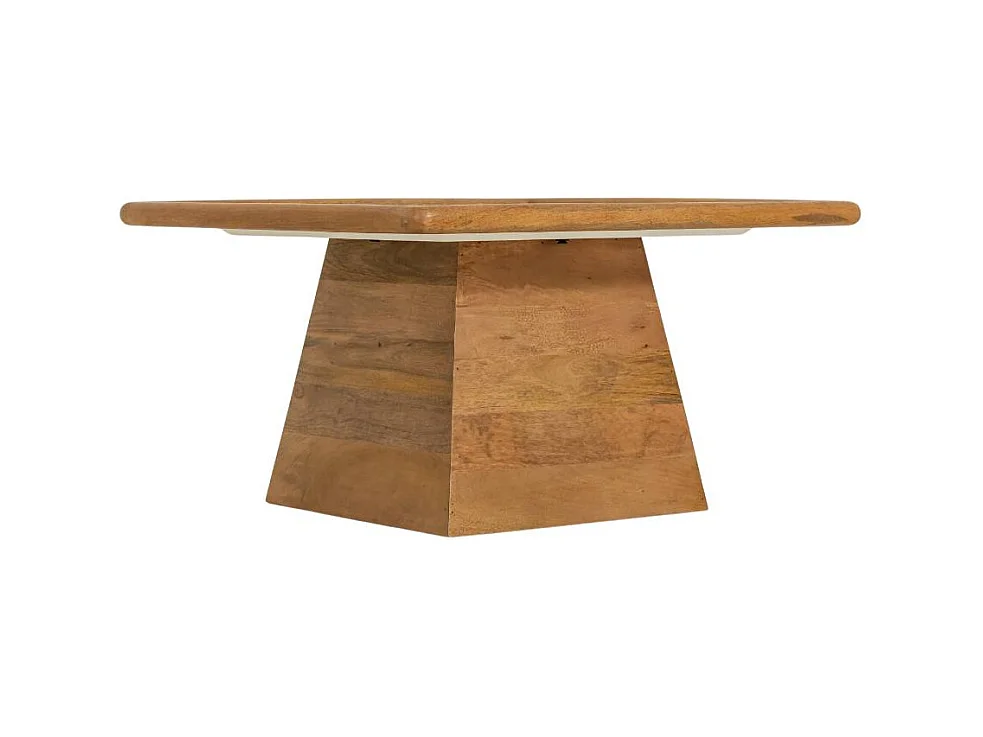 Table basse carrée en bois de manguier et marbre Adler