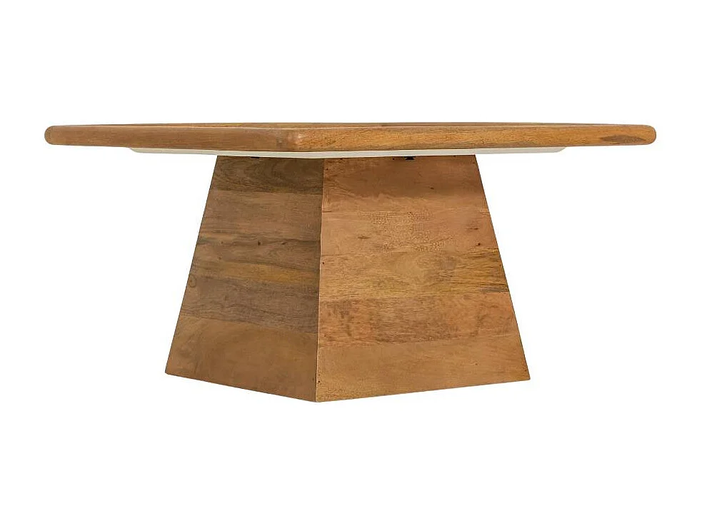 Table basse carrée en bois de manguier et marbre Adler