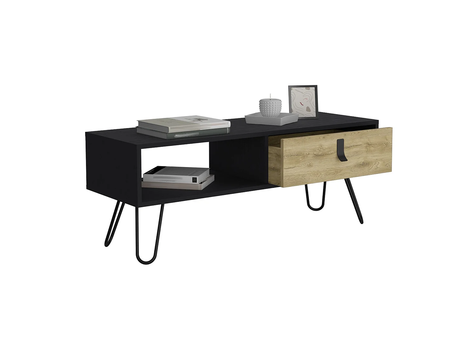 TUHOME CONCEPT Mesa de centro Huna de 104 cm, wengué e macadâmia