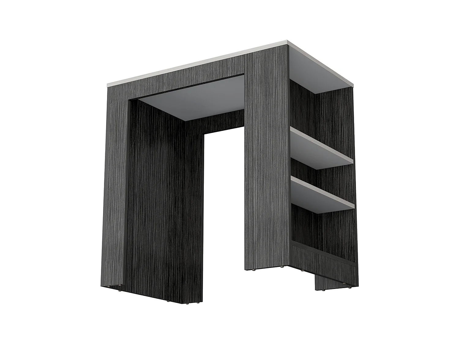 TUHOME Îlot de Cuisine Harlan, Surface à Hauteur de Comptoir avec 3 Étagères Latérales, Chêne Fumé / Marbre Ibiza