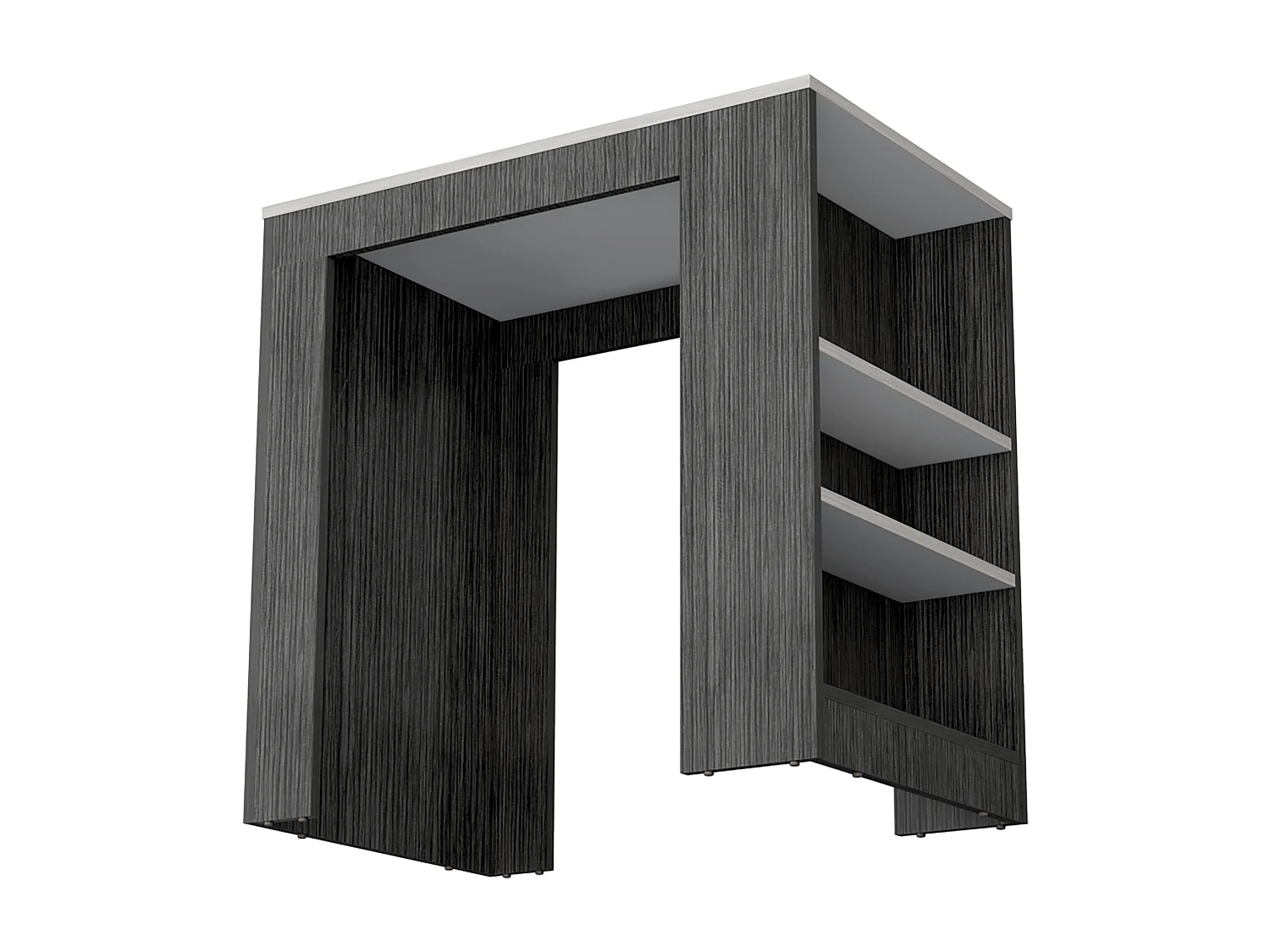 TUHOME Îlot de Cuisine Harlan, Surface à Hauteur de Comptoir avec 3 Étagères Latérales, Chêne Fumé / Marbre Ibiza