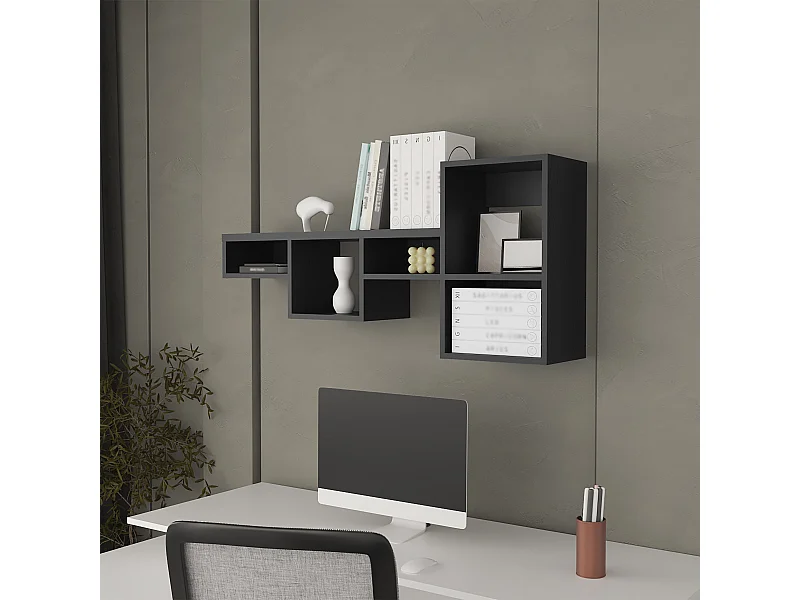 TUHOME Unité d'Étagère Murale Globe avec 5 Rayons, Noir