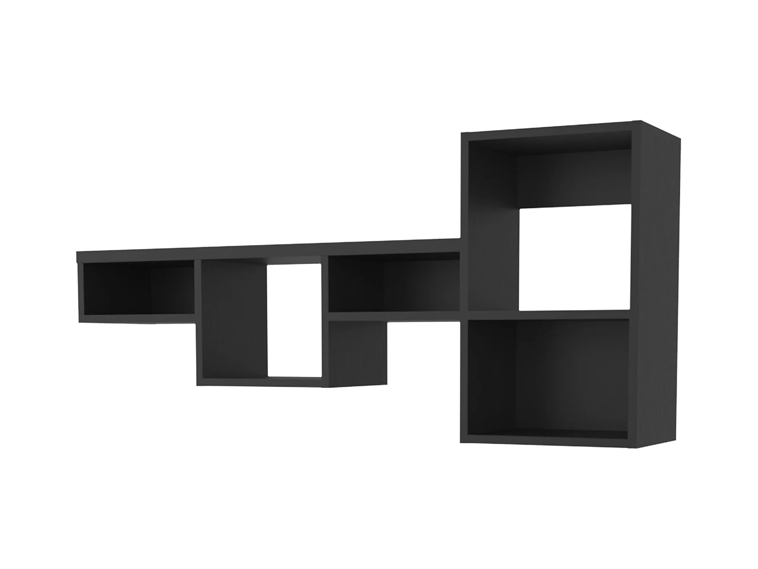 TUHOME Unidad de Estantería de Pared Globe con 5 Estantes, Negro