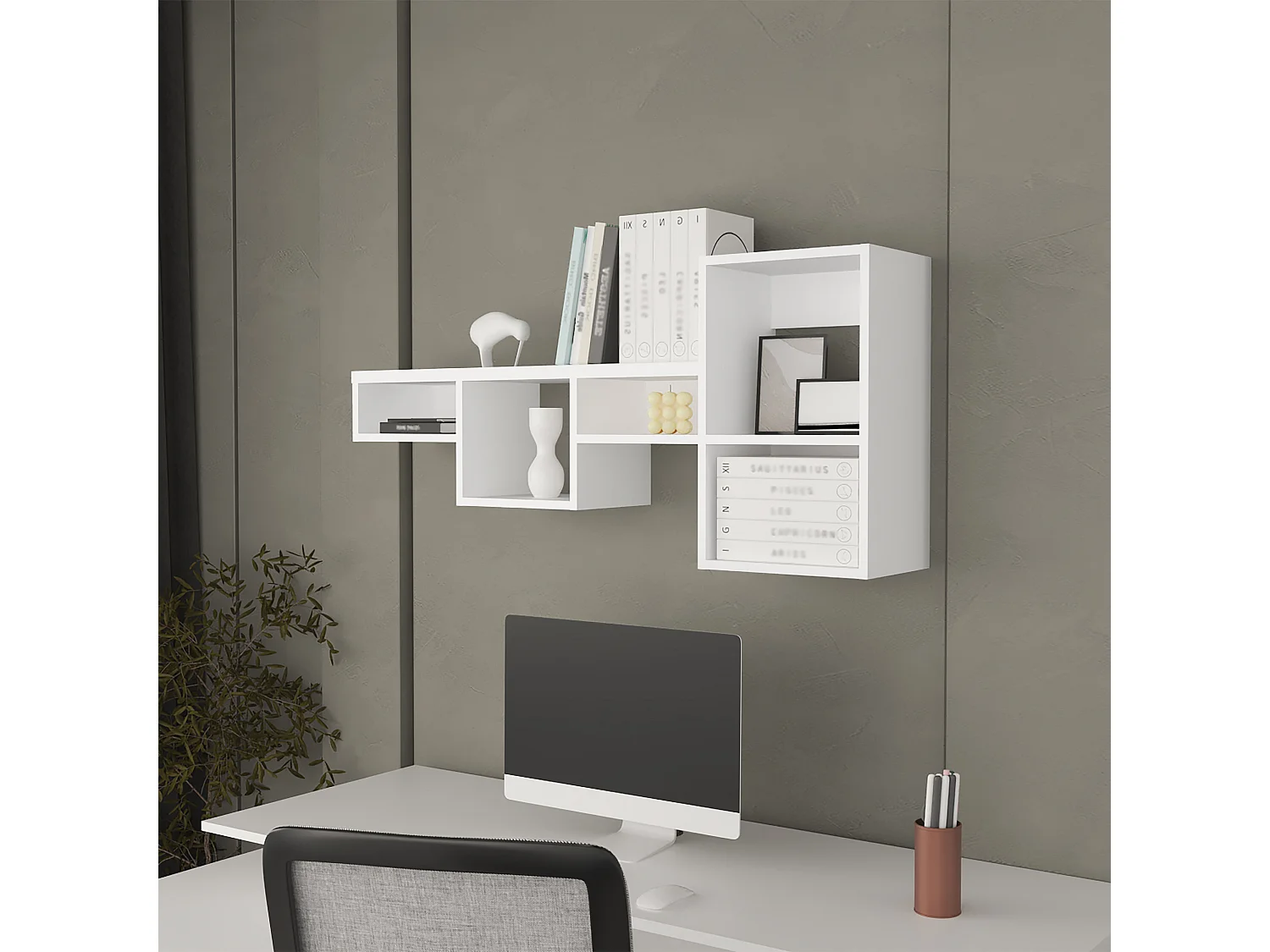 TUHOME Unité d'Étagère Murale Globe avec 5 Rayons