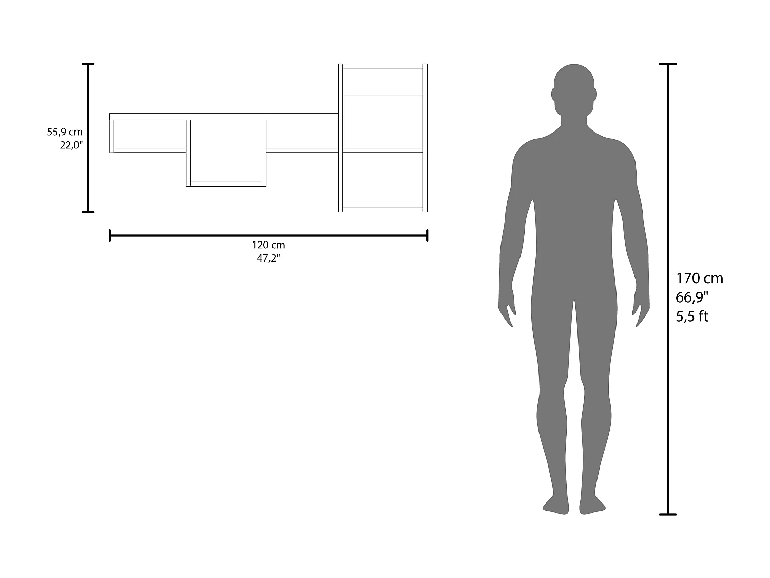 TUHOME Unité d'Étagère Murale Globe avec 5 Rayons